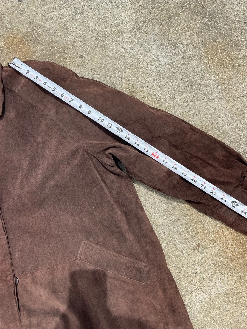 Vintage Y2K Express Women's Brown Suede Leather Trench Coat - size L - Picture 11 of 14